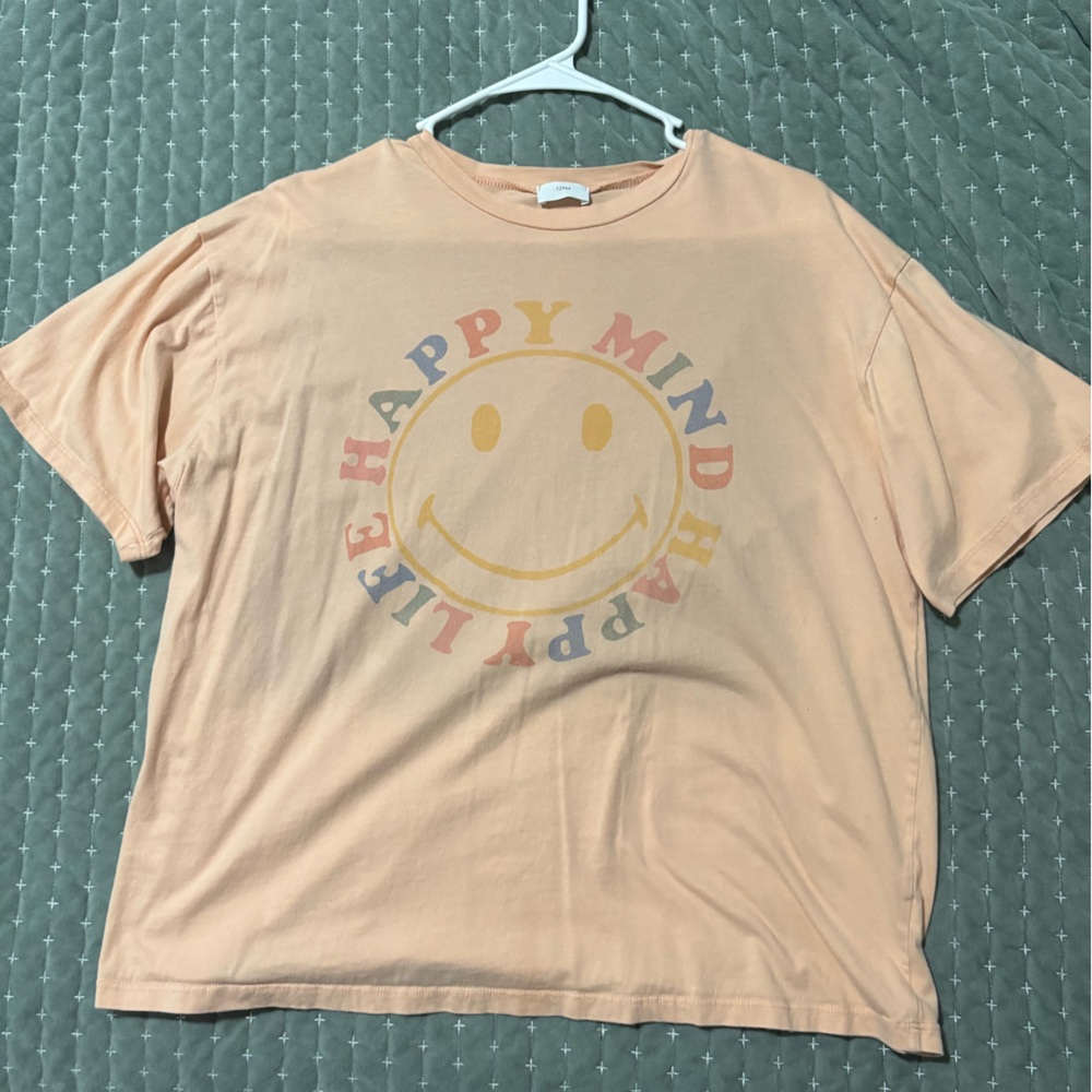 Peach Happy Life Graphic T-Shirt